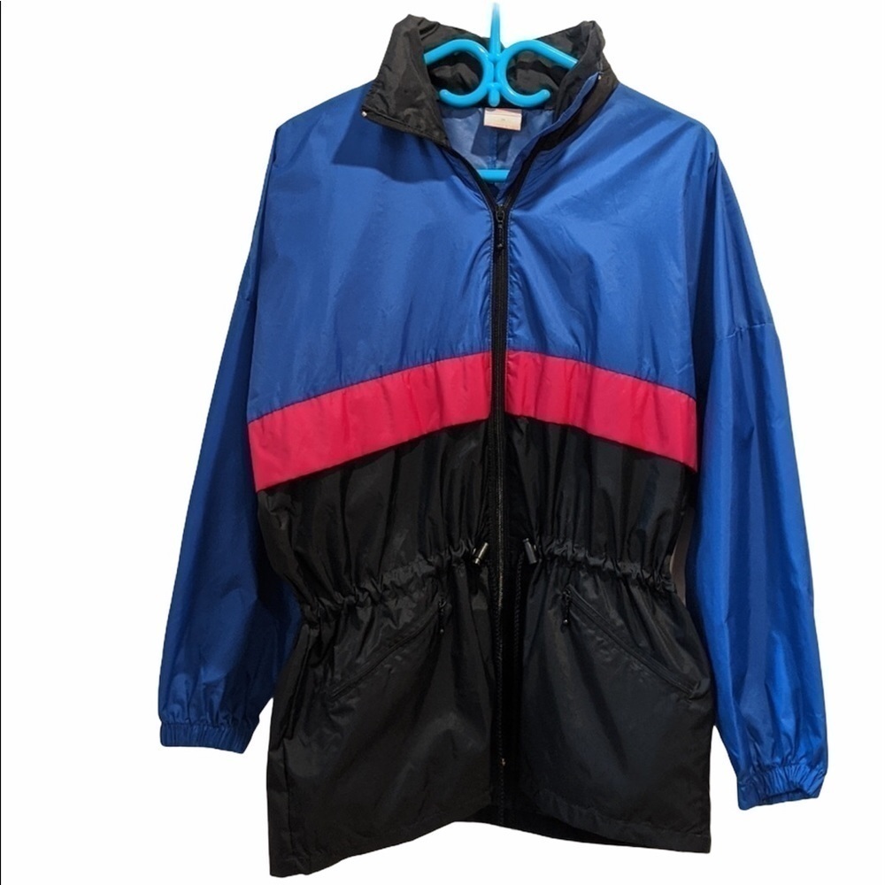 Vintage Lady Foot Locker Nylon Windbreaker medium Color Block